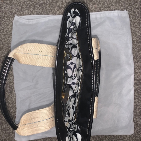 Coach Black Purse Dual Black, Tan, Turq L05M-126 - Picture 7 of 8